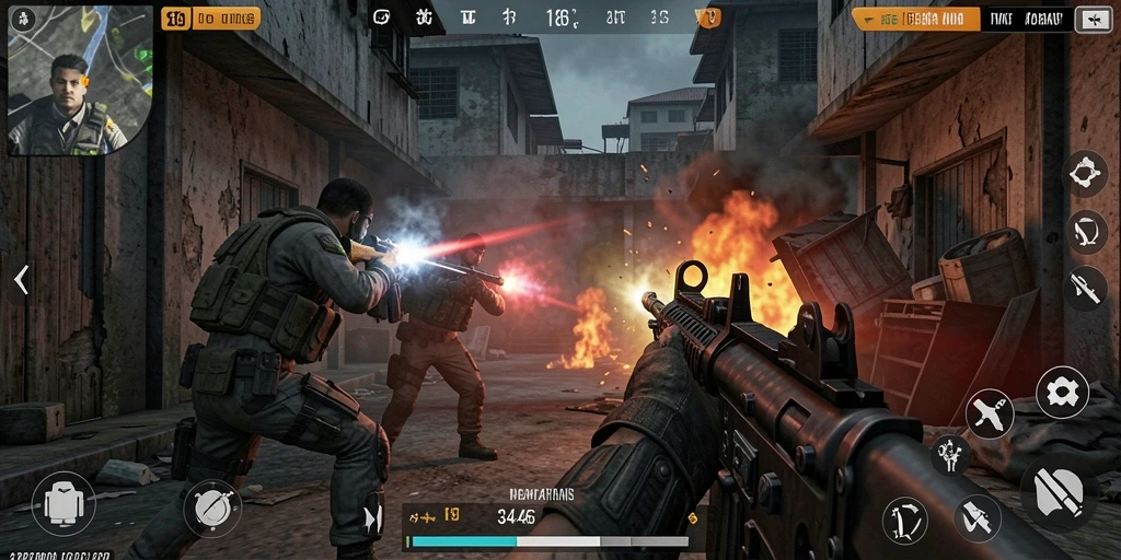 Tampilan gameplay menegangkan dari game FPS 3446.