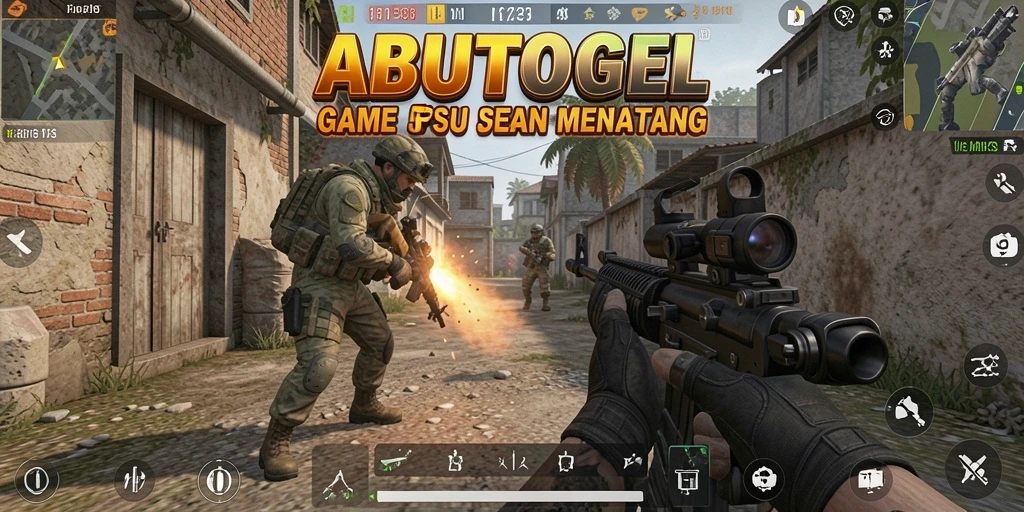 Tampilan seru gameplay ABUTOGEL dalam aksi FPS.