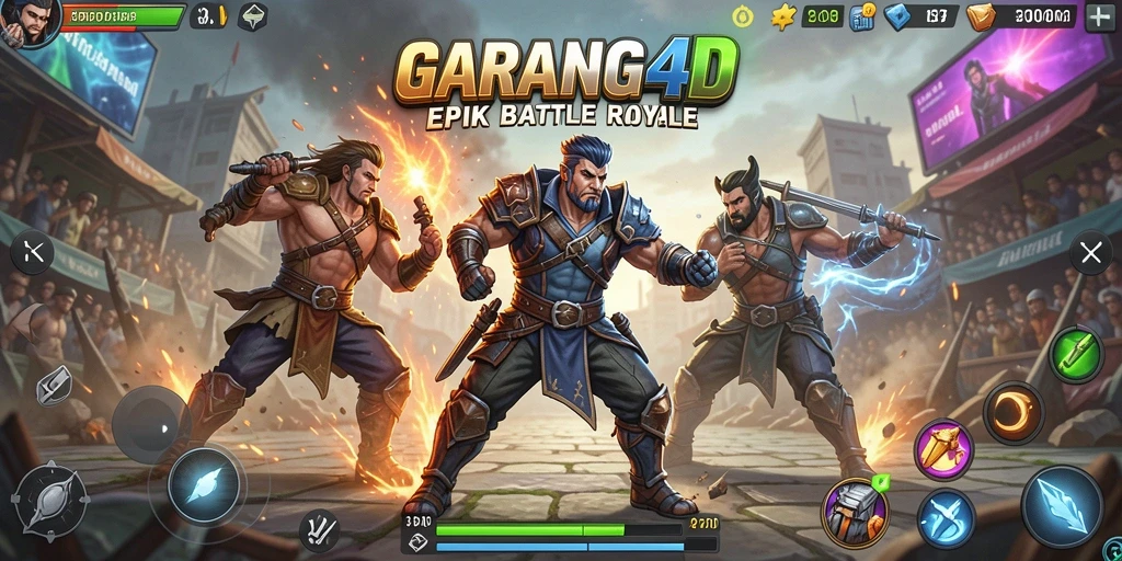 Screenshot gameplay GARANG4D menampilkan pertarungan seru Battle Royale.