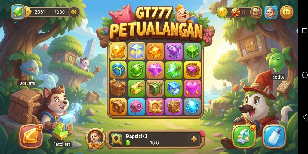 Screenshot gameplay GT777 menampilkan aksi seru Match-3.