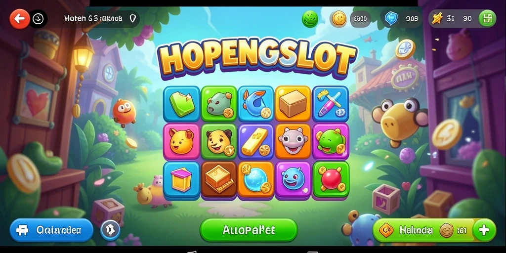 Screenshot utama game HOPENGSLOT yang menampilkan gameplay Match-3 yang seru.