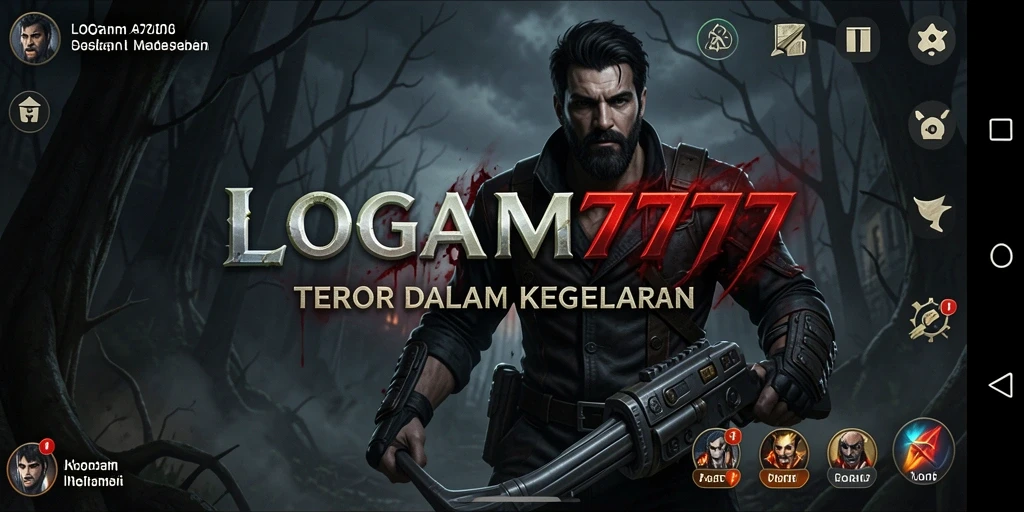 Screenshot gameplay LOGAM777 yang menampilkan suasana Horror gelap dan menakutkan.
