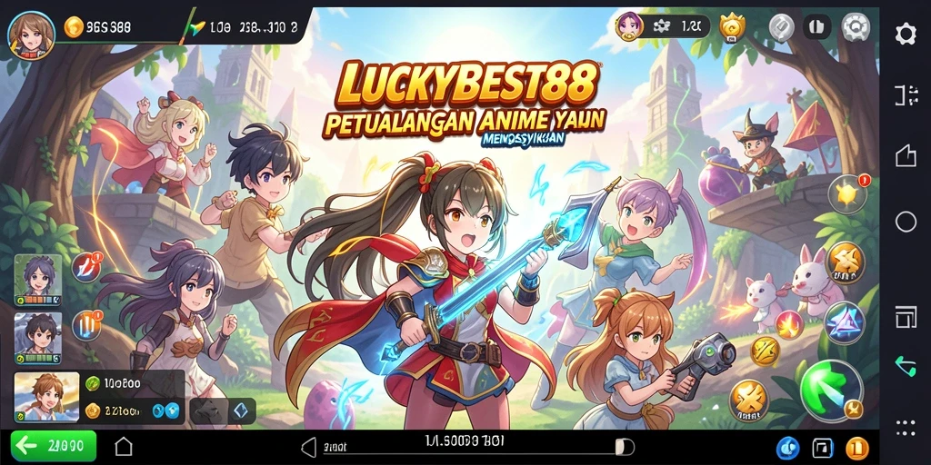 Tampilan dinamis karakter LUCKYBEST88 dalam aksi permainan