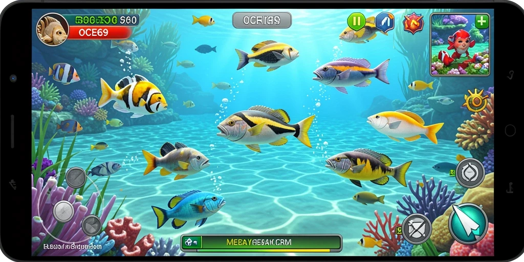 Tampilan gameplay menarik dari OCE69 saat menembak ikan.