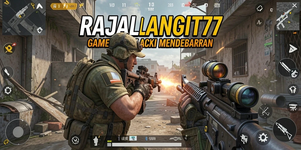 Screenshot RAJALANGIT77 menampilkan momen intens dalam pertempuran FPS.