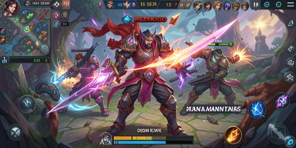 Tangkapan layar gameplay seru REZEKIGO dengan aksi pertarungan tim.