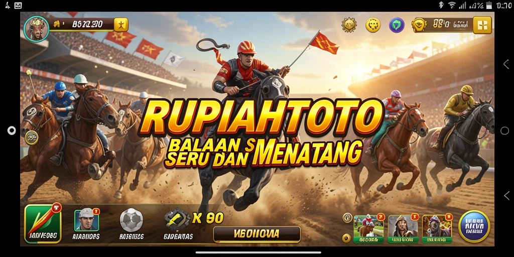 Screenshot RUPIAHTOTO menampilkan aksi balapan yang mendebarkan.